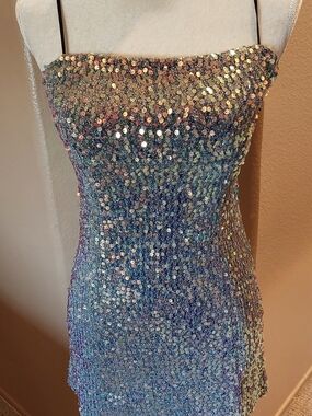 Urban Outfitters Iridescent Sequin Strapless Dress in Black and Silver